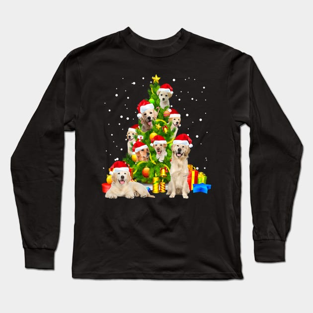 Golden Retriever Christmas Tree X Mas Santa Hat Long Sleeve T-Shirt by eldridgejacqueline